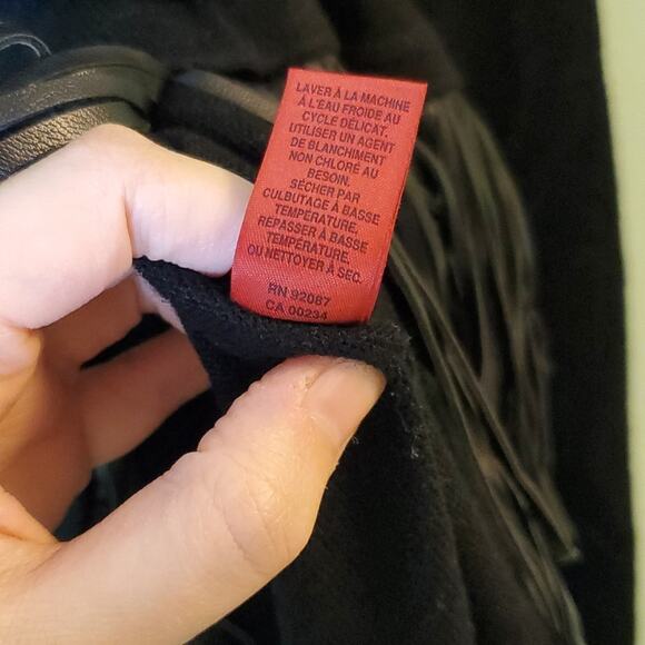 5/48 Indie Chic Black Pullover Sweater with Fringed Hem SMALL ~ Grunge Punk Rave - Picture 9 of 9